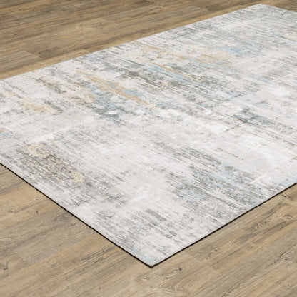 9' X 12' Gray And Ivory Abstract Power Loom Stain Resistant Area Rug