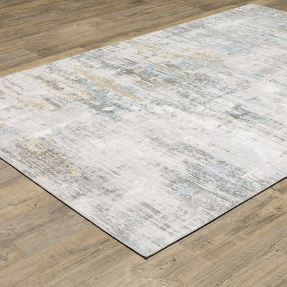 9' X 12' Beige And Gray Abstract Distressed Area Rug