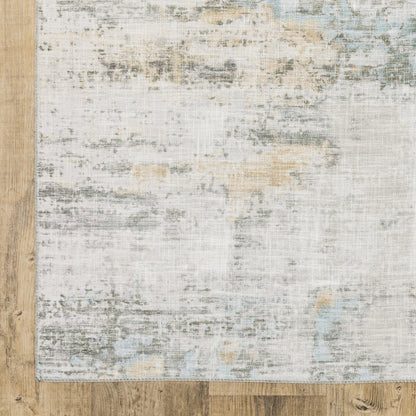 9' X 12' Beige And Gray Abstract Distressed Area Rug