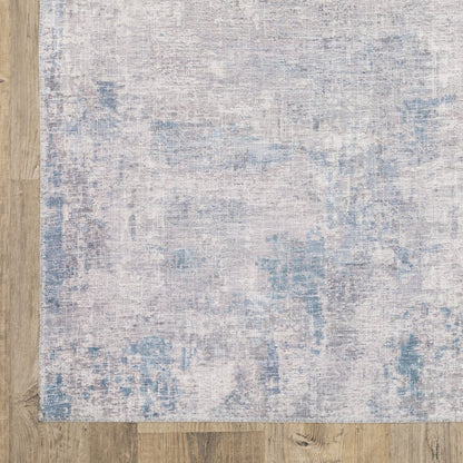 8' Blue and Gray Abstract Power Loom Runner Rug