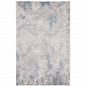 9' X 12' Blue And Gray Abstract Distressed Area Rug