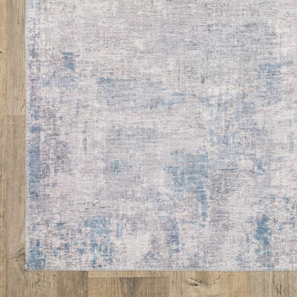 9' X 12' Grey And Blue Abstract Power Loom Stain Resistant Area Rug