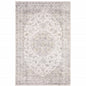 5' X 7' Beige Gold And Grey Oriental Power Loom Stain Resistant Area Rug