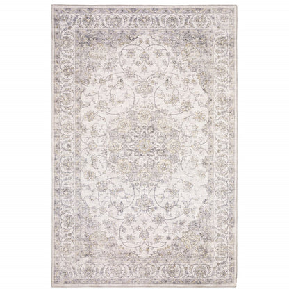 8' X 10' Beige And Gold Oriental Distressed Area Rug