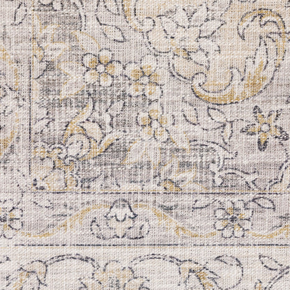 9' X 12' Beige Gold And Grey Oriental Power Loom Stain Resistant Area Rug