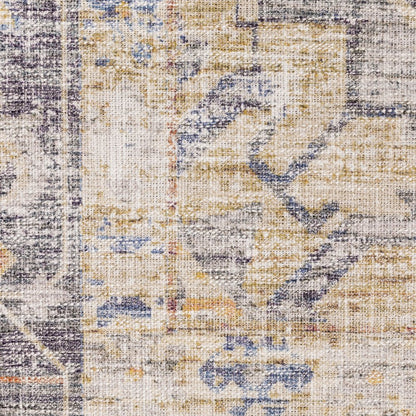 9' X 12' Blue And Gold Oriental Distressed Area Rug