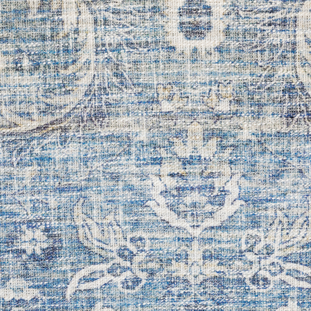 8' X 10' Blue And Grey Oriental Power Loom Stain Resistant Area Rug