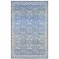 9' X 12' Blue And Grey Oriental Power Loom Stain Resistant Area Rug