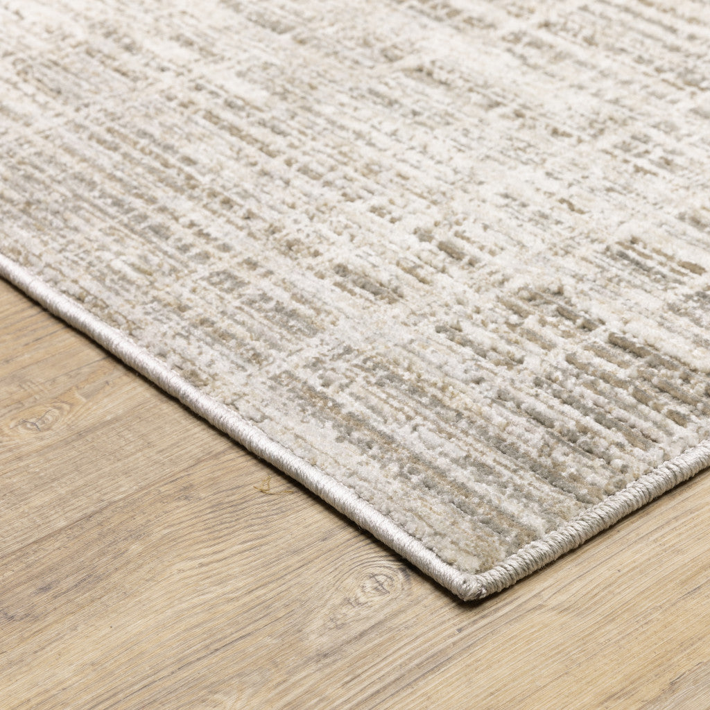 2' X 8' Beige Grey Ivory Tan And Brown Abstract Power Loom Stain Resistant Runner Rug