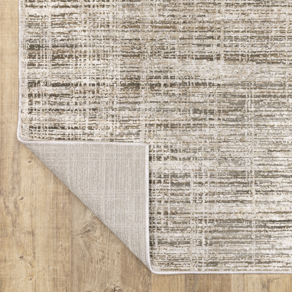 2' X 8' Beige Grey Ivory Tan And Brown Abstract Power Loom Stain Resistant Runner Rug