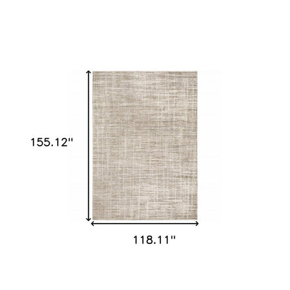 10' X 13' Beige Grey Ivory Tan And Brown Abstract Power Loom Stain Resistant Area Rug