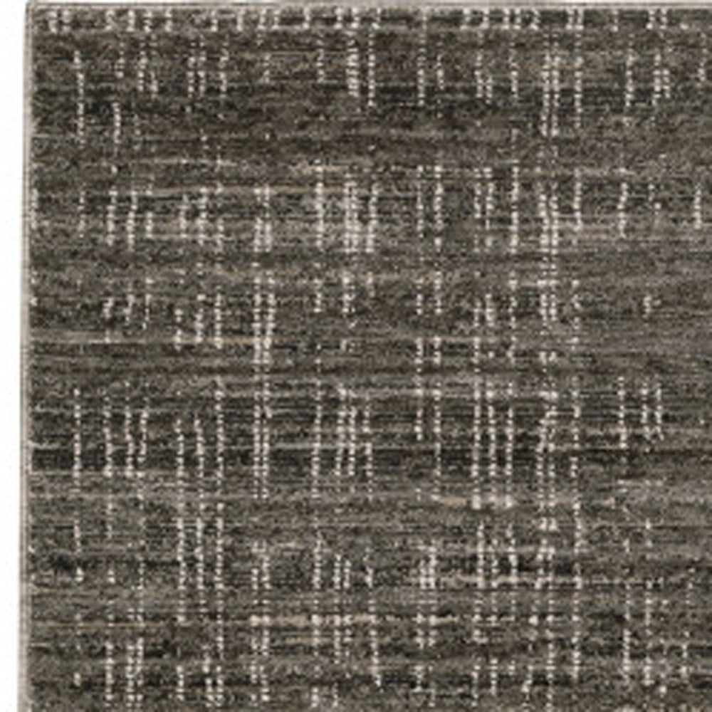 2' X 8' Charcoal Grey Grey Ivory Tan And Brown Abstract Power Loom Stain Resistant Runner Rug