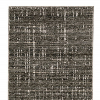 2' X 8' Charcoal Grey Grey Ivory Tan And Brown Abstract Power Loom Stain Resistant Runner Rug