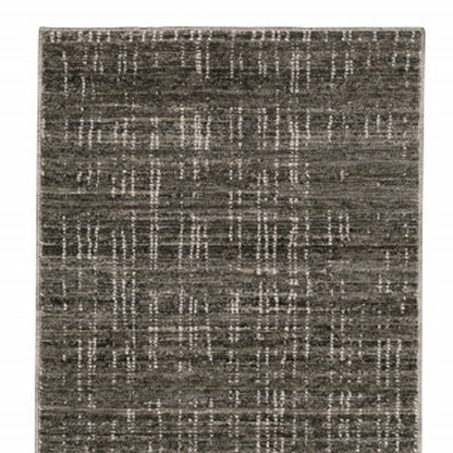 2' X 8' Charcoal Grey Grey Ivory Tan And Brown Abstract Power Loom Stain Resistant Runner Rug