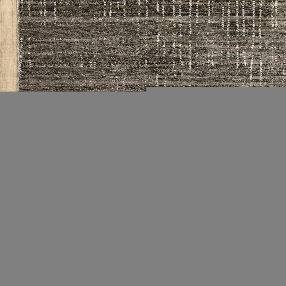 2' X 8' Charcoal Grey Grey Ivory Tan And Brown Abstract Power Loom Stain Resistant Runner Rug