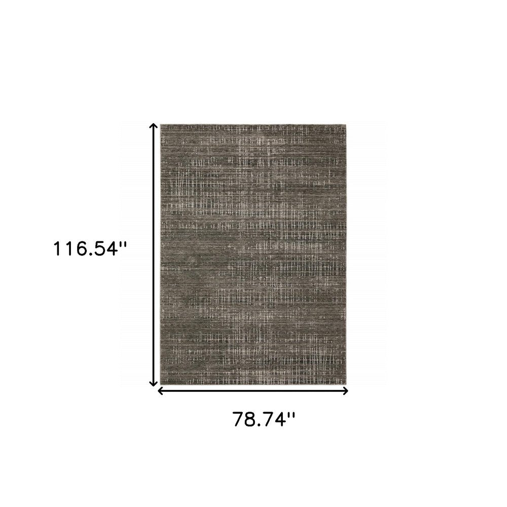 7' X 10' Charcoal And Gray Abstract Distressed Area Rug