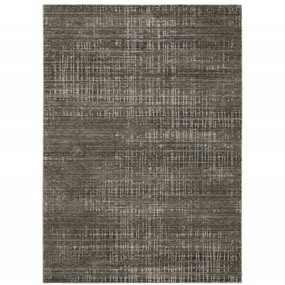 7' X 10' Charcoal And Gray Abstract Distressed Area Rug