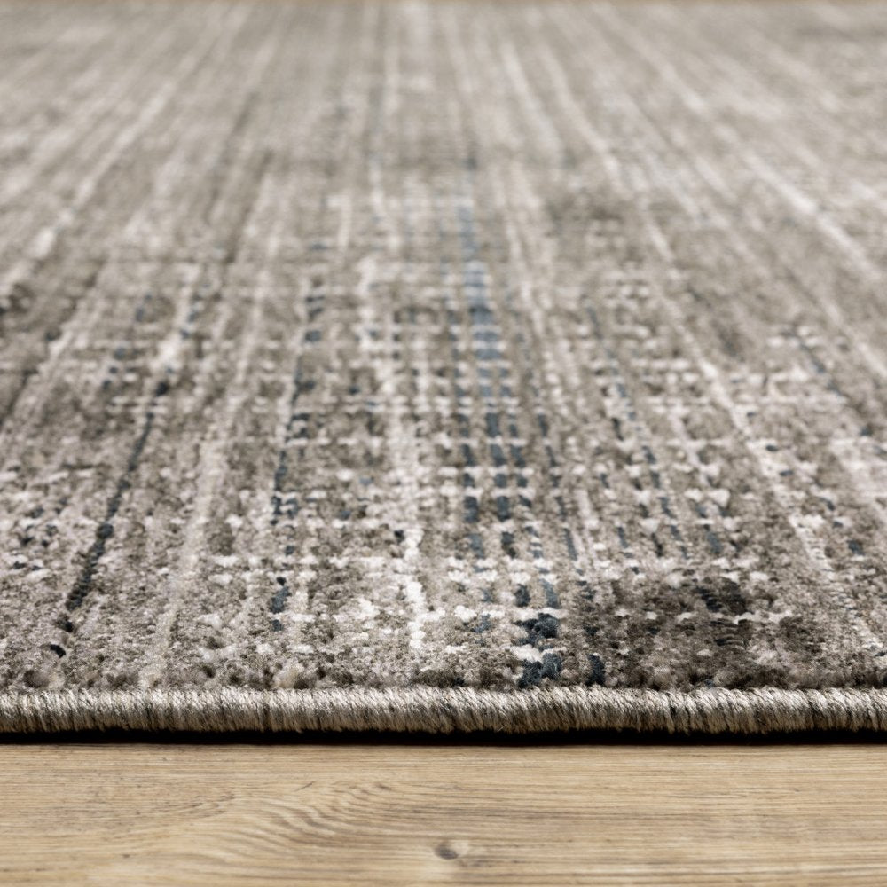 7' X 10' Charcoal And Gray Abstract Distressed Area Rug