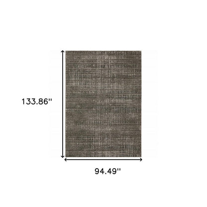 8' X 11' Charcoal And Gray Abstract Distressed Area Rug