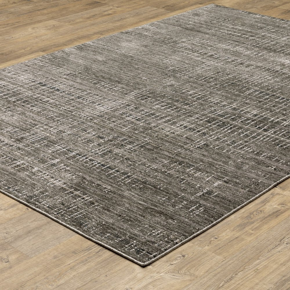 8' X 11' Charcoal And Gray Abstract Distressed Area Rug