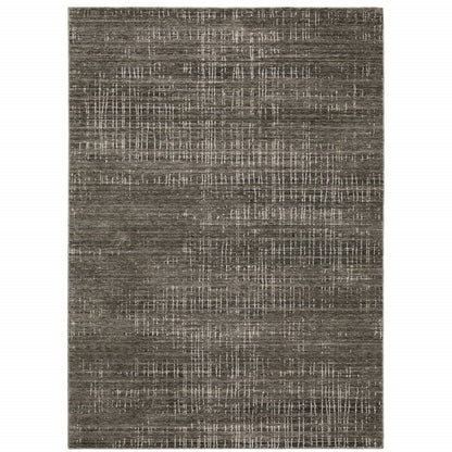 10' X 13' Charcoal Grey Grey Ivory Tan And Brown Abstract Power Loom Stain Resistant Area Rug