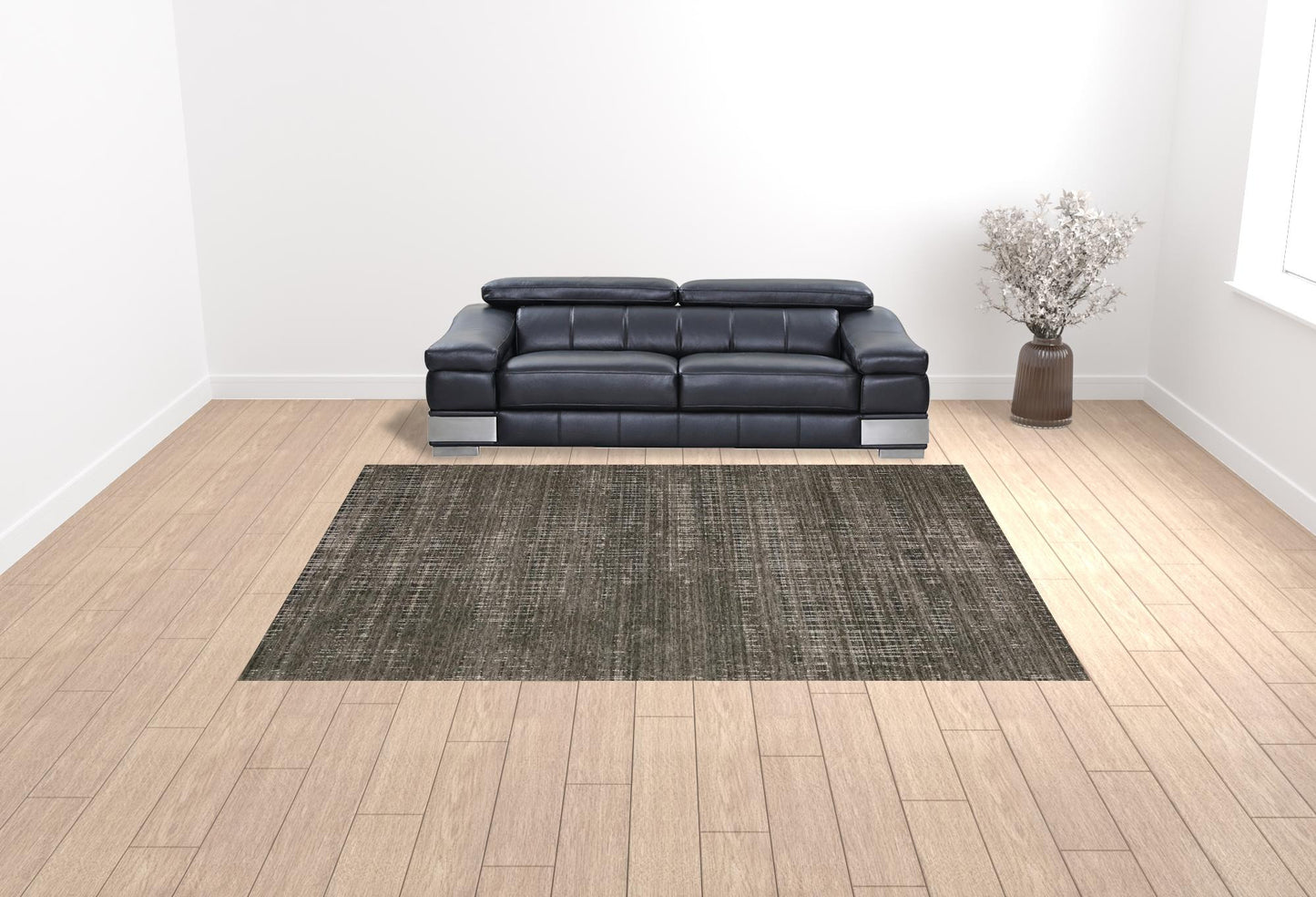 10' X 13' Charcoal Grey Grey Ivory Tan And Brown Abstract Power Loom Stain Resistant Area Rug