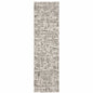 2' X 8' Ivory Grey Charcoal Brown And Beige Abstract Power Loom Stain Resistant Runner Rug