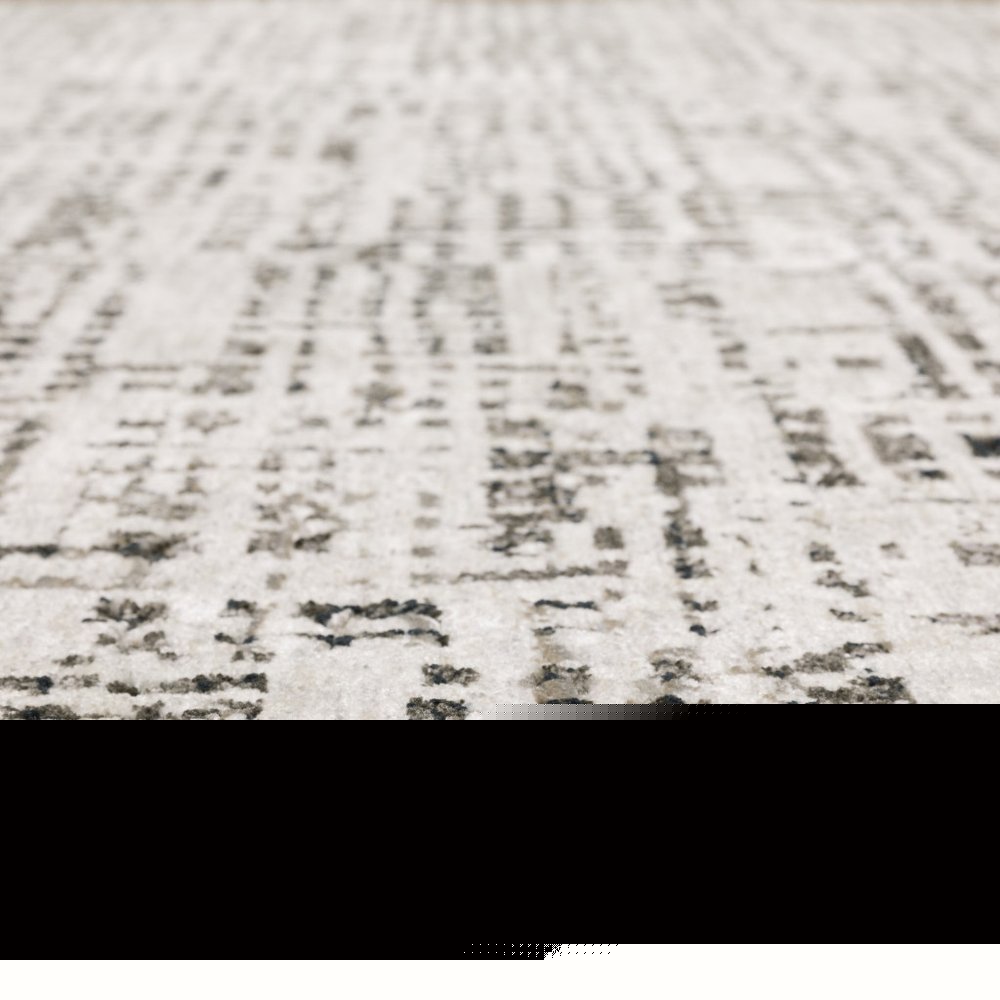 2' X 8' Ivory Grey Charcoal Brown And Beige Abstract Power Loom Stain Resistant Runner Rug