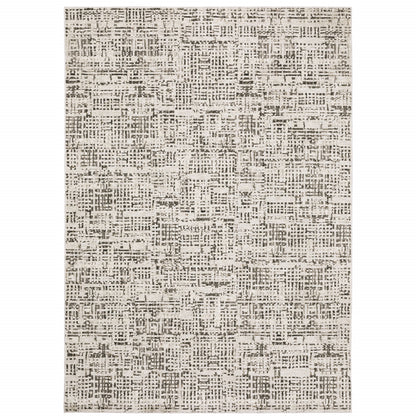 3' X 5' Ivory Grey Charcoal Brown And Beige Abstract Power Loom Stain Resistant Area Rug