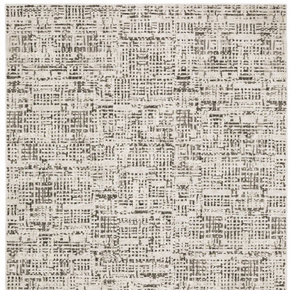 3' X 5' Ivory Grey Charcoal Brown And Beige Abstract Power Loom Stain Resistant Area Rug
