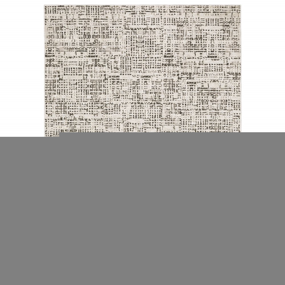 3' X 5' Ivory Grey Charcoal Brown And Beige Abstract Power Loom Stain Resistant Area Rug