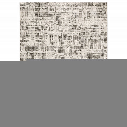 3' X 5' Ivory Grey Charcoal Brown And Beige Abstract Power Loom Stain Resistant Area Rug