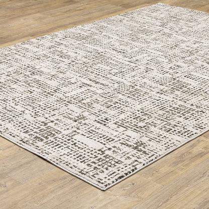 3' X 5' Ivory Grey Charcoal Brown And Beige Abstract Power Loom Stain Resistant Area Rug