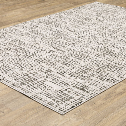 7' X 10' Ivory And Gray Abstract Area Rug