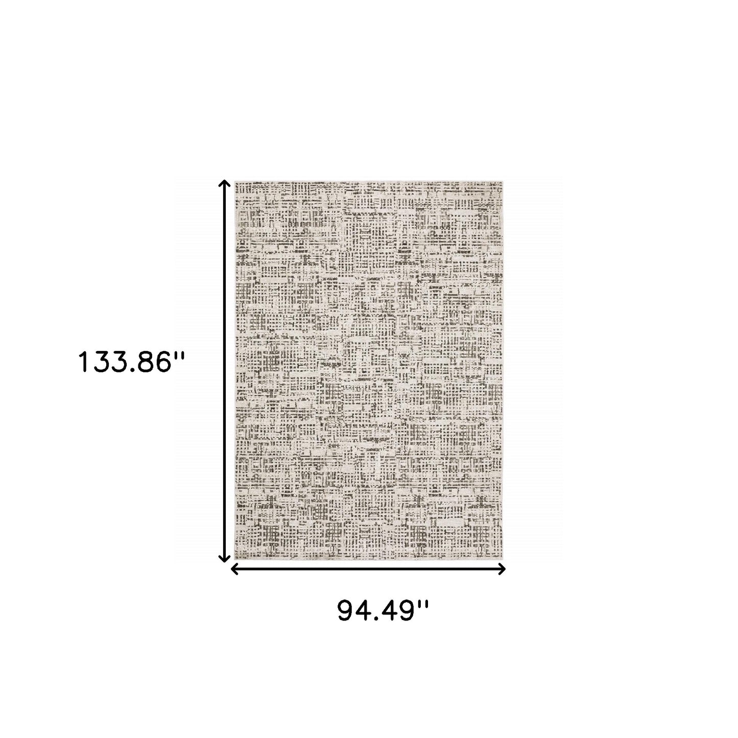 8' X 11' Ivory Grey Charcoal Brown And Beige Abstract Power Loom Stain Resistant Area Rug