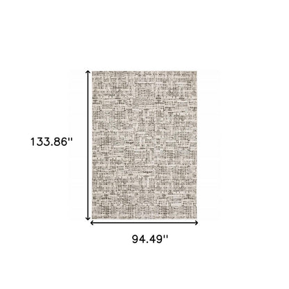 8' X 11' Ivory And Gray Abstract Area Rug