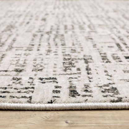 8' X 11' Ivory And Gray Abstract Area Rug