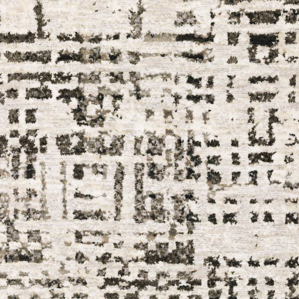 8' X 11' Ivory And Gray Abstract Area Rug
