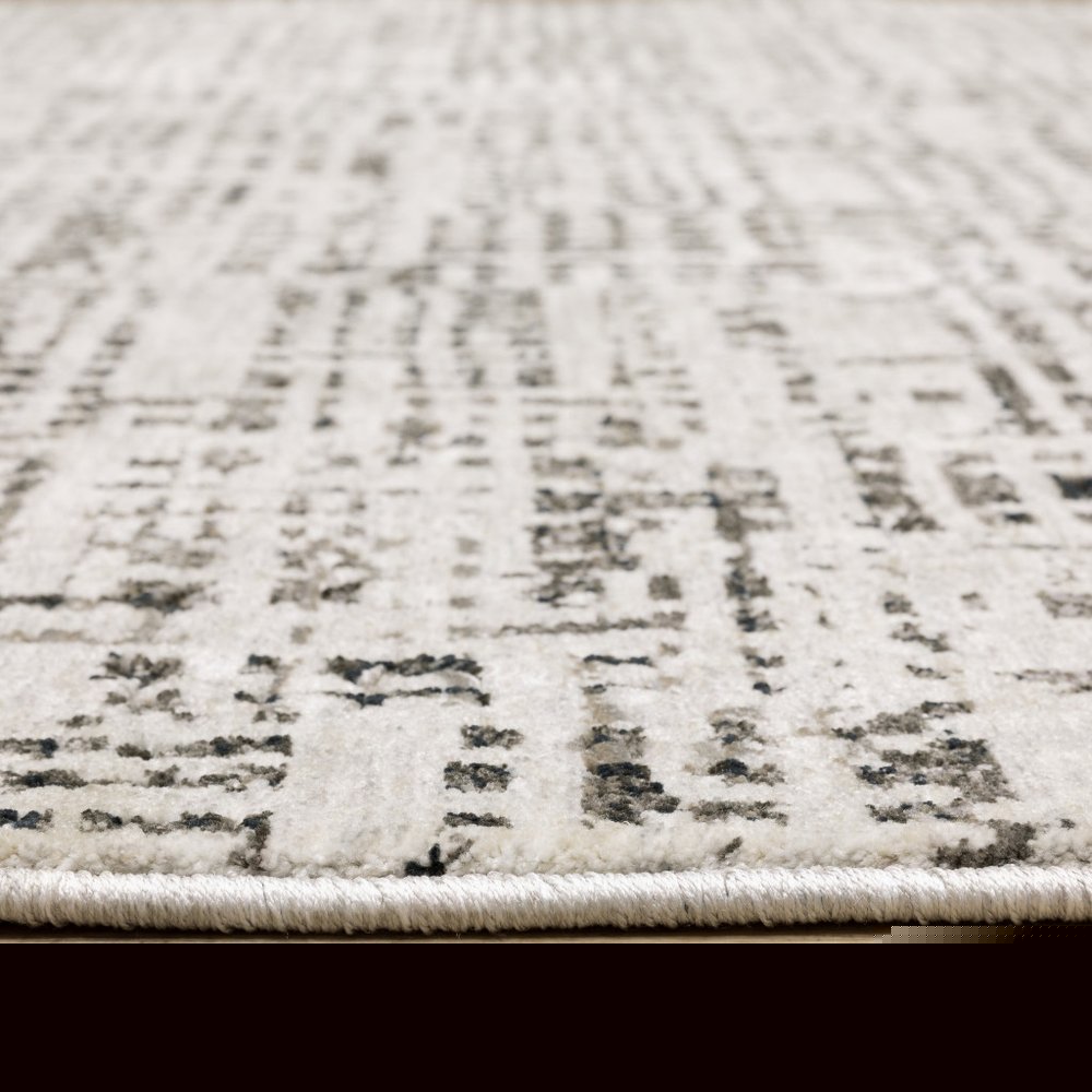 10' X 13' Ivory Grey Charcoal Brown And Beige Abstract Power Loom Stain Resistant Area Rug