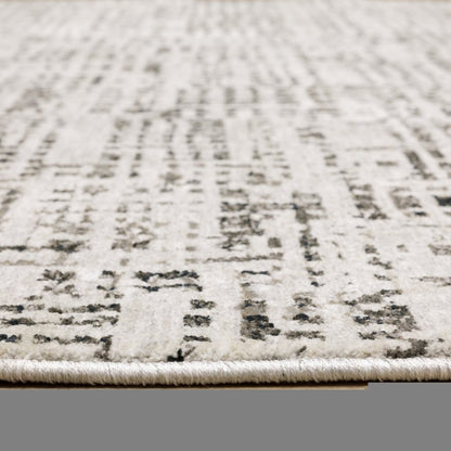 10' X 13' Ivory Grey Charcoal Brown And Beige Abstract Power Loom Stain Resistant Area Rug