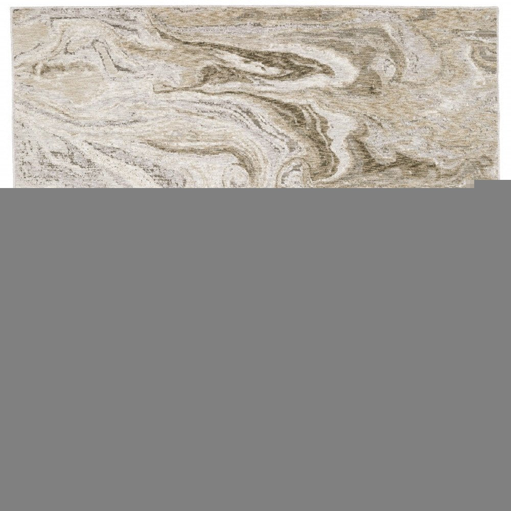 5' X 8' Ivory Tan Beige Grey And Brown Abstract Power Loom Stain Resistant Area Rug