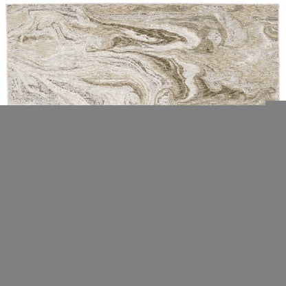5' X 8' Ivory Tan Beige Grey And Brown Abstract Power Loom Stain Resistant Area Rug