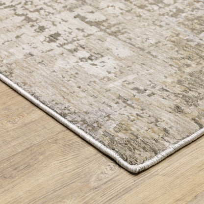 3' X 5' Beige And Gray Abstract Distressed Area Rug