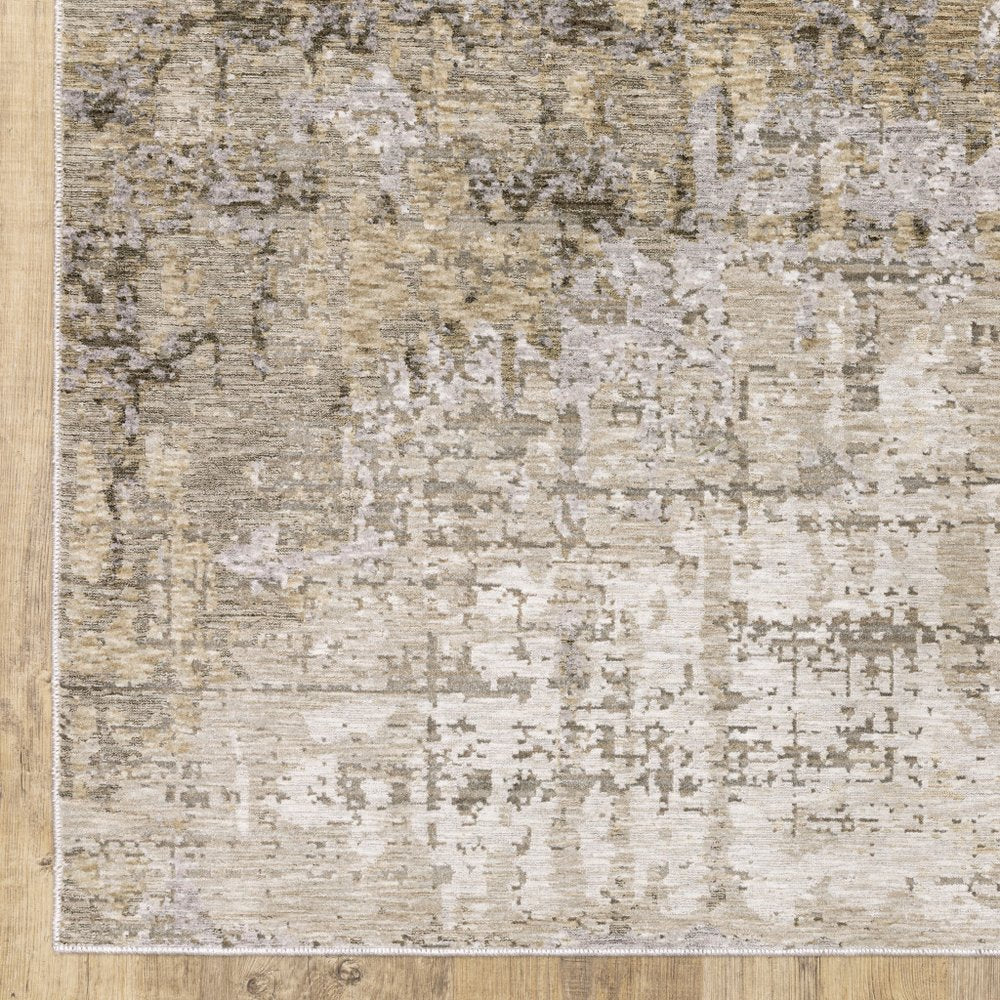 3' X 5' Beige And Gray Abstract Distressed Area Rug
