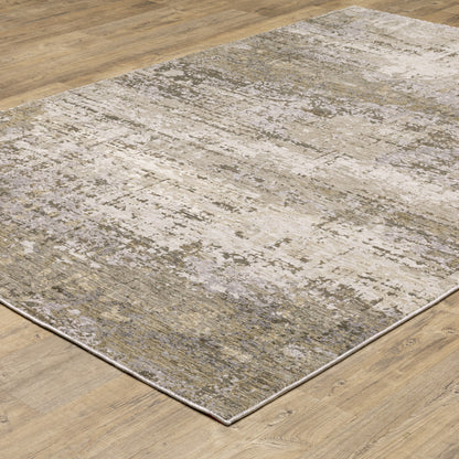 6' X 9' Beige Grey Ivory Tan And Brown Abstract Power Loom Stain Resistant Area Rug