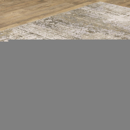 7' X 10' Beige And Gray Abstract Distressed Area Rug