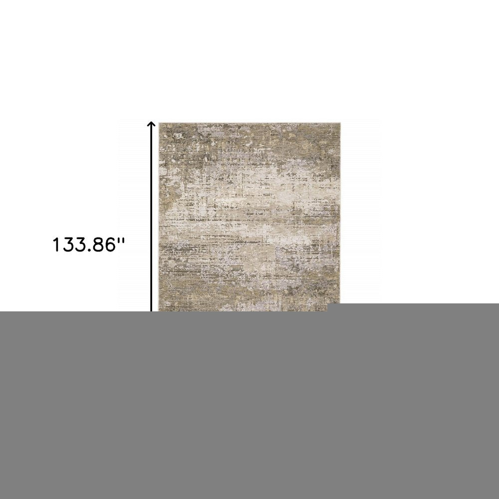 8' X 11' Beige And Gray Abstract Distressed Area Rug