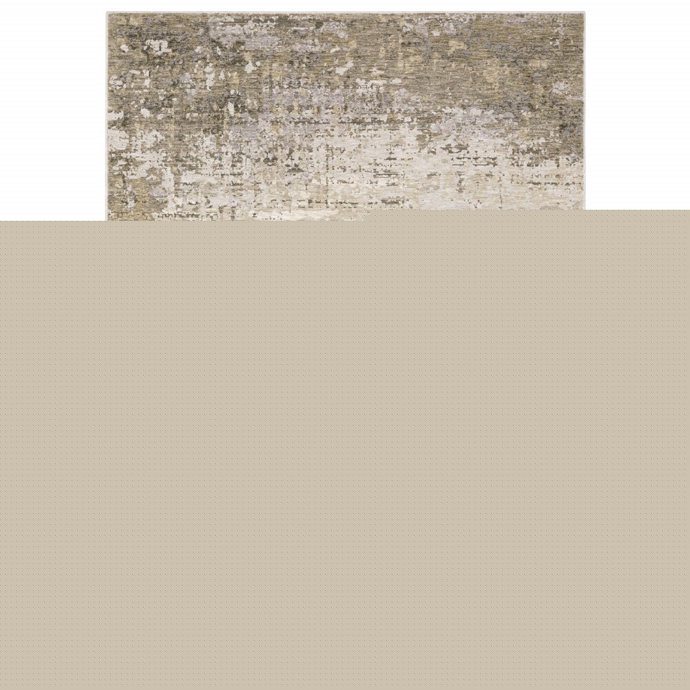 8' X 11' Beige And Gray Abstract Distressed Area Rug