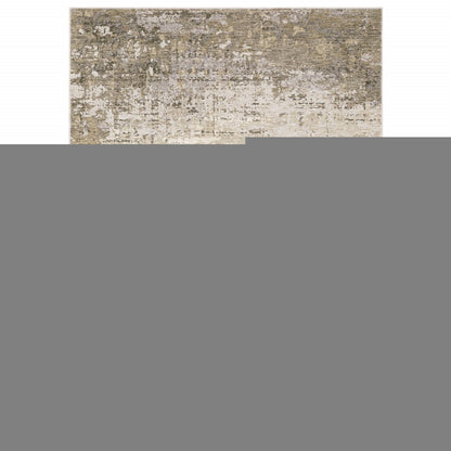8' X 11' Beige And Gray Abstract Distressed Area Rug