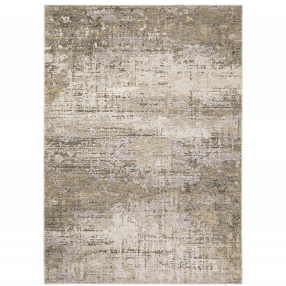10' X 13' Beige And Gray Abstract Distressed Area Rug